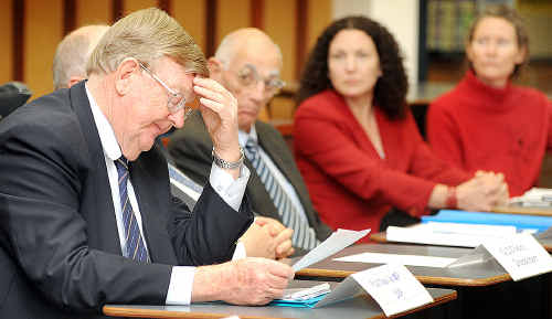 Trevor Versace, Belinda McNeven and Jenny Fitzgibbon watch Paul Neville during Adrian Wone’s speech. Trevor Versace, Belinda McNeven and Jenny Fitzgibbon watch Paul Neville during Adrian Wone’s speech.